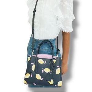 KATE SPADE Margaux Lemons Medium Satchel - Navy/ Lavendar/Yellow